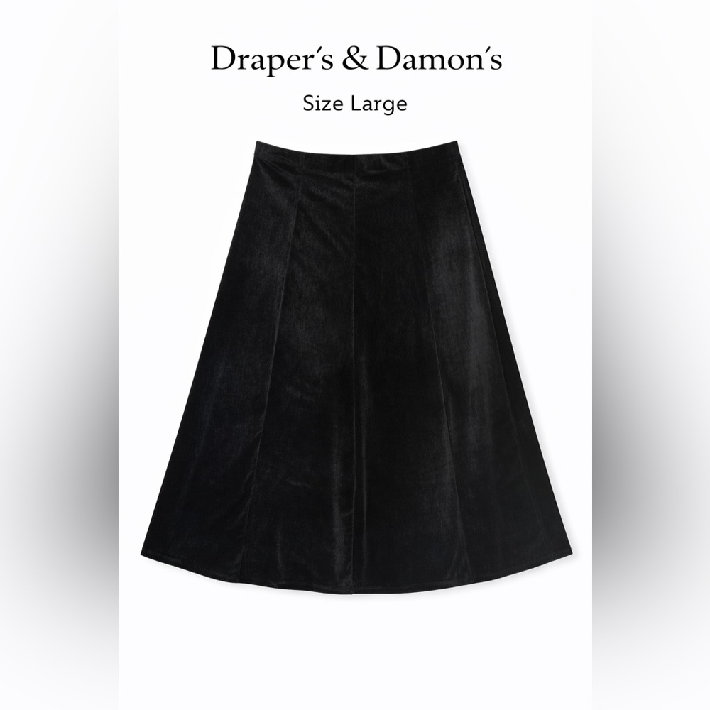 Draper's & Damon's Elegant Black A-Line Midi Skirt-L